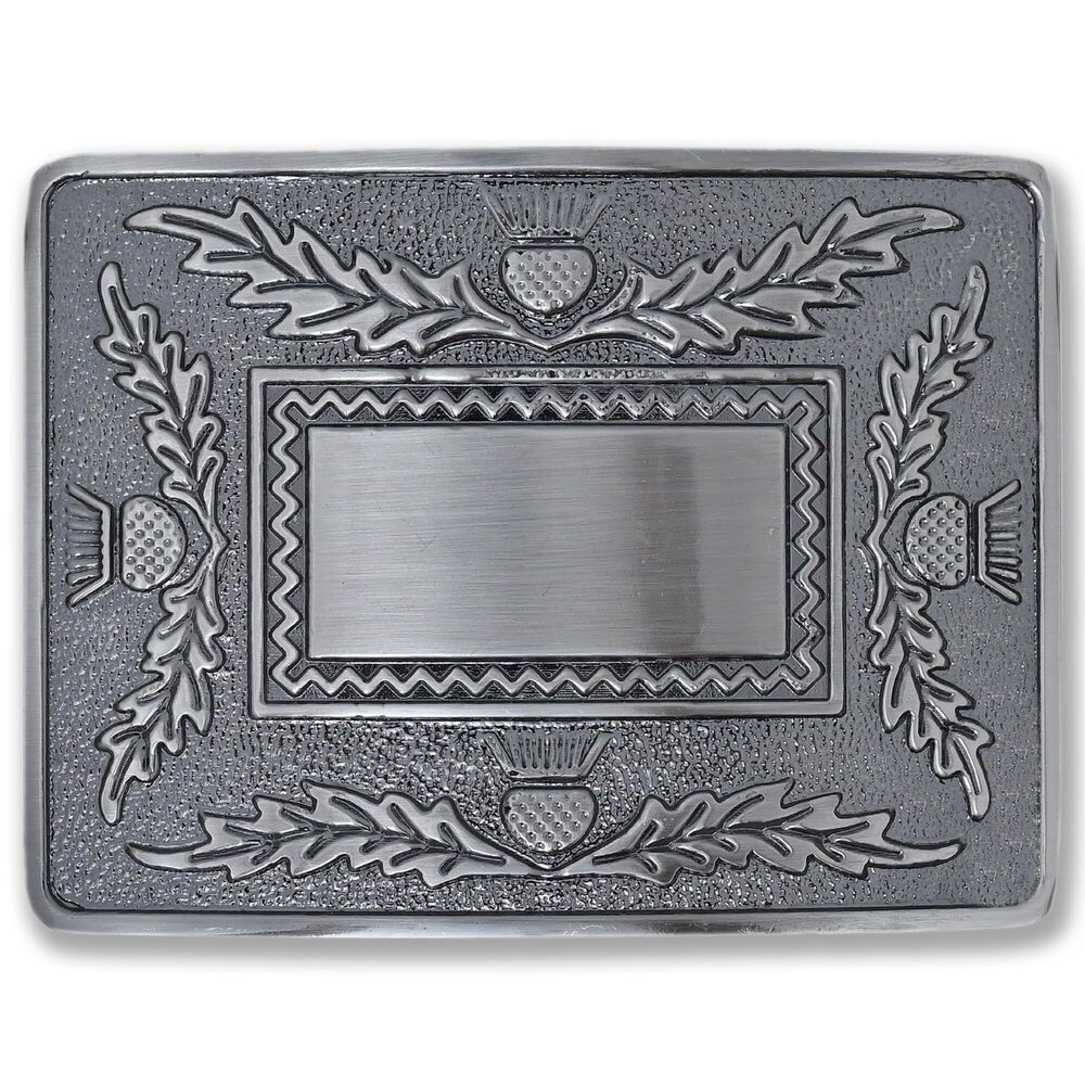 9840 Scottish Thistle Crest Kilt Belt Buckle - Elegant Brass Design